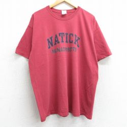 XL★古着 半袖 ビンテージ Tシャツ メンズ 00年代 00s ネイティック 大きいサイズ コットン クルーネック 赤系 レッド 25may01 中古