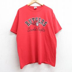 【50%OFF】00s 半袖Tシャツ ラトガーススカーレットナイツ レッド XL | 古着