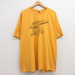 XL★古着 半袖 ビンテージ Tシャツ メンズ 00年代 00s PHASE 大きいサイズ コットン クルーネック 黄 イエロー 25may02 中古