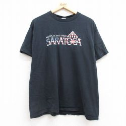 XL★古着 フルーツオブザルーム 半袖 ビンテージ Tシャツ メンズ 00年代 00s サラトガ 競馬 コットン クルーネック 黒 ブラック 25may02 中古