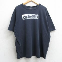 XL★古着 アディダス adidas 半袖 ビンテージ Tシャツ メンズ 00年代 00s ビッグロゴ 大きいサイズ コットン クルーネック 黒 ブラック 25may02 中古