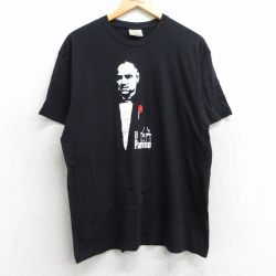 L★古着 半袖 ビンテージ Tシャツ メンズ 00年代 00s 映画 ゴッドファーザー コットン クルーネック 黒 ブラック 25may02 中古