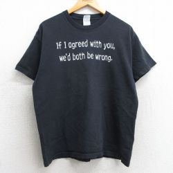 L★古着 半袖 ビンテージ Tシャツ メンズ 00年代 00s メッセージ コットン クルーネック 黒 ブラック 25may02 中古