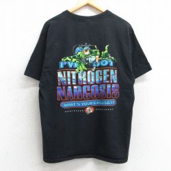 L★古着 半袖 ビンテージ Tシャツ メンズ 90年代 90s カエル AMPHIBIOUS クルーネック 黒 ブラック 25may02 中古