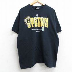 XL★古着 リーボック REEBOK 半袖 ビンテージ Tシャツ メンズ 00年代 00s NHL ボストンブルーインズ コットン クルーネック 黒 ブラック アイスホッケー 25may02 中古