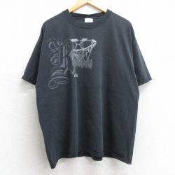 XL★古着 リーボック REEBOK 半袖 ビンテージ Tシャツ メンズ 00年代 00s バスケットボール 大きいサイズ コットン クルーネック 黒 ブラック 25may02 中古