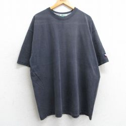 XL★古着 半袖 ビンテージ Tシャツ メンズ 90年代 90s 無地 大きいサイズ コットン クルーネック USA製 黒 ブラック 25may07 中古