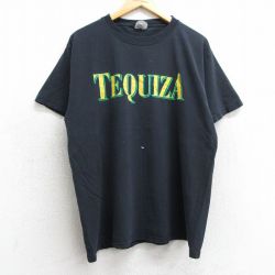 【20%OFF】L★古着 半袖 ビンテージ Tシャツ メンズ 90年代 90s テキーザ ビール コットン クルーネック 黒 ブラック 25may07 中古