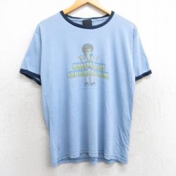 M★古着 半袖 ビンテージ Tシャツ メンズ 00年代 00s シンプソンズ コットン クルーネック USA製 薄紺 ネイビー リンガー 【spe】 25may07 中古