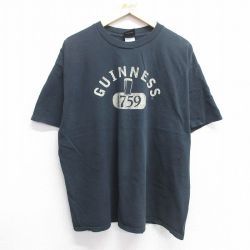 XL★古着 半袖 ビンテージ Tシャツ メンズ 00年代 00s ギネスビール 大きいサイズ コットン クルーネック 黒 ブラック 25may07 中古
