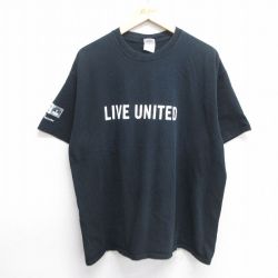 XL★古着 半袖 ビンテージ Tシャツ メンズ 00年代 00s LIVE UNITED 大きいサイズ コットン クルーネック 黒 ブラック 25may07 中古