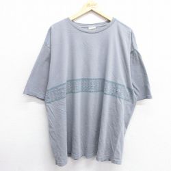 XL★古着 半袖 ビンテージ Tシャツ メンズ 90年代 90s 大きいサイズ コットン クルーネック USA製 グレー 25may07 中古