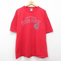 XL★古着 リー Lee 半袖 ビンテージ Tシャツ メンズ 00年代 00s MLB ボストンレッドソックス 大きいサイズ クルーネック 赤 レッド メジャーリーグ ベースボール 野球 25may07 中古