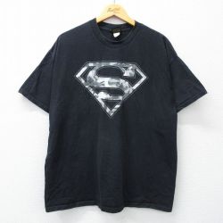 XL★古着 半袖 ビンテージ Tシャツ メンズ 00年代 00s DCコミックス スーパーマン コットン クルーネック 黒 ブラック 25may07 中古
