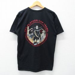L★古着 半袖 ビンテージ Tシャツ メンズ 00年代 00s ミリタリー PLATOON COP コットン クルーネック 黒 ブラック 25may07 中古