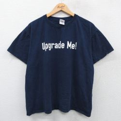 【20%OFF】XL★古着 フルーツオブザルーム 半袖 ビンテージ Tシャツ メンズ 00年代 00s New Horizons コットン クルーネック 紺 ネイビー 25may07 中古