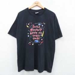XL★古着 半袖 ビンテージ Tシャツ メンズ 90年代 90s STIL PERFECT コットン クルーネック USA製 黒 ブラック 25may07 中古