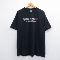 L★古着 半袖 ビンテージ Tシャツ メンズ 00年代 00s Space Pussy クルーネック 黒 ブラック 25may08 中古
