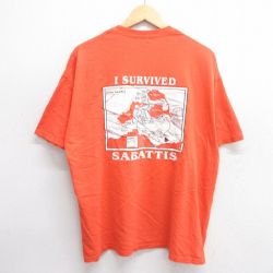 XL★古着 半袖 ビンテージ Tシャツ メンズ 00年代 00s 地図 サバティス 大きいサイズ コットン クルーネック オレンジ 25may09 中古