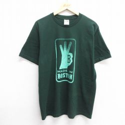 L★古着 フルーツオブザルーム 半袖 ビンテージ Tシャツ メンズ 00年代 00s ボストン クルーネック 緑 グリーン 25may09 中古