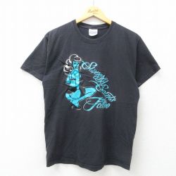 M★古着 ヘインズ Hanes 半袖 ビンテージ Tシャツ メンズ 00年代 00s 女性 タトゥー コットン クルーネック 黒 ブラック 25may10 中古