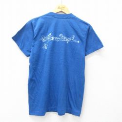 【20%OFF】M★古着 スクリーンスターズ 半袖 ビンテージ Tシャツ メンズ 80年代 80s 女性 クルーネック USA製 青 ブルー 25may10 中古