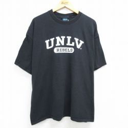 XL★古着 半袖 ビンテージ Tシャツ メンズ 00年代 00s UNLV 大きいサイズ コットン クルーネック 黒 ブラック 25may10 中古
