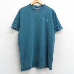 L★古着 半袖 ビンテージ Tシャツ メンズ 90年代 90s セントシモンズアイランド コットン クルーネック USA製 青緑系 25may13 中古