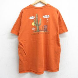 XL★古着 半袖 ビンテージ Tシャツ メンズ 00年代 00s サボテン イノシシ 大きいサイズ コットン クルーネック オレンジ 25may13 中古