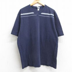 XL★古着 オールドネイビー OLD NAVY 半袖 ビンテージ Tシャツ メンズ 00年代 00s 鹿の子 Vネック 紺 ネイビー 25may13 中古
