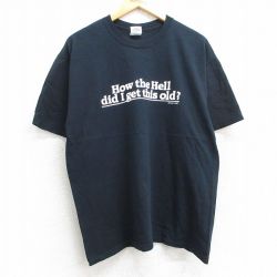 L★古着 半袖 ビンテージ Tシャツ メンズ 00年代 00s メッセージ コットン クルーネック 黒 ブラック 25may13 中古