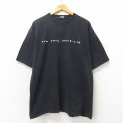 XL★古着 半袖 ビンテージ Tシャツ メンズ 90年代 90s ニューヨーク コットン クルーネック 黒 ブラック 25may13 中古