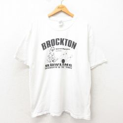 XL★古着 半袖 ビンテージ Tシャツ メンズ 00年代 00s ボウリング 大きいサイズ コットン クルーネック 白 ホワイト 25may13 中古