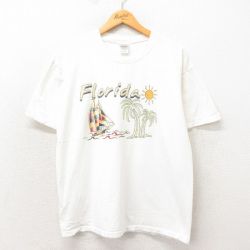 L★古着 半袖 ビンテージ Tシャツ メンズ 00年代 00s フロリダ コットン クルーネック 白 ホワイト 25may13 中古