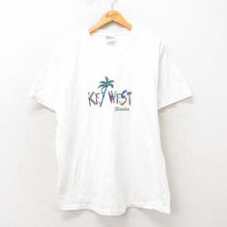 【50%OFF】L★古着 ヘインズ Hanes 半袖 ビンテージ Tシャツ メンズ 00年代 00s キーウエスト 刺繍 コットン クルーネック 白 ホワイト 25may13 中古