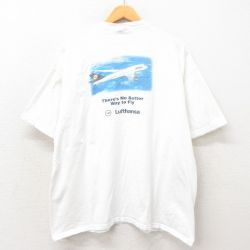 XL★古着 ヘインズ Hanes 半袖 ビンテージ Tシャツ メンズ 00年代 00s ルフトハンザ航空 コットン クルーネック 白 ホワイト 【spe】 25may13 中古