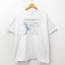 【50%OFF】XL★古着 半袖 ビンテージ Tシャツ メンズ 00年代 00s 湖 大きいサイズ クルーネック グレー 霜降り 25may13 中古
