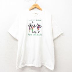 XL★古着 半袖 ビンテージ Tシャツ メンズ 00年代 00s ニューオリンズ 刺繍 コットン クルーネック 白 ホワイト 25may13 中古
