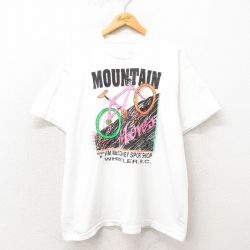XL★古着 半袖 ビンテージ Tシャツ メンズ フルーツオブザルーム 90年代 90s マウンテンバイク クルーネック 白 ホワイト 25may13 中古