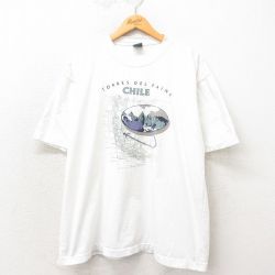 XL★古着 半袖 ビンテージ Tシャツ メンズ 00年代 00s チリ 大きいサイズ コットン クルーネック 白 ホワイト 25may13 中古