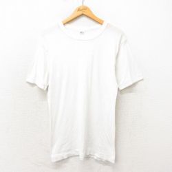 L★古着 半袖 ビンテージ Tシャツ メンズ 80年代 80s 無地 クルーネック 白 ホワイト 25may13 中古