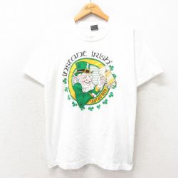 L★古着 フルーツオブザルーム 半袖 ビンテージ Tシャツ メンズ 90年代 90s アイリッシュ クルーネック USA製 白 ホワイト 25may14 中古