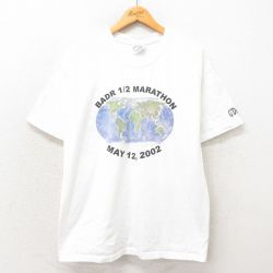 L★古着 ヘインズ Hanes 半袖 ビンテージ Tシャツ メンズ 00年代 00s 地球 コットン クルーネック 白 ホワイト 25may14 中古
