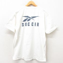 XL★古着 リーボック REEBOK 半袖 ビンテージ Tシャツ メンズ 90年代 90s ビッグロゴ 大きいサイズ コットン クルーネック USA製 白 ホワイト 【spe】 25may14 中古