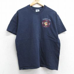 L★古着 リー Lee 半袖 ビンテージ Tシャツ メンズ 00年代 00s 消防署 コットン クルーネック 紺 ネイビー 25may14 中古