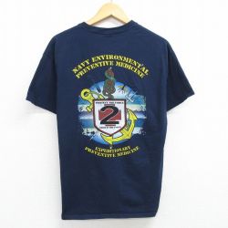 L★古着 半袖 ビンテージ Tシャツ メンズ 00年代 00s PROTECT THE FORCE コットン クルーネック 紺 ネイビー 25may15 中古