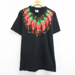 L★古着 リー Lee 半袖 ビンテージ Tシャツ メンズ 90年代 90s トウガラシ コットン クルーネック USA製 黒 ブラック 25may15 中古