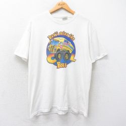 XL★古着 ヘインズ Hanes 半袖 ビンテージ Tシャツ メンズ スクールバス クルーネック 白 ホワイト 25may16 中古