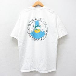 【50%OFF】XL★古着 半袖 ビンテージ Tシャツ メンズ 00年代 00s WATER WIZZ カエル 大きいサイズ コットン クルーネック 白 ホワイト 25may16 中古