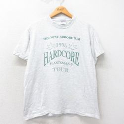 L★古着 ヘインズ Hanes 半袖 ビンテージ Tシャツ メンズ 90年代 90s HARDCORE クルーネック 薄グレー 霜降り 25may16 中古